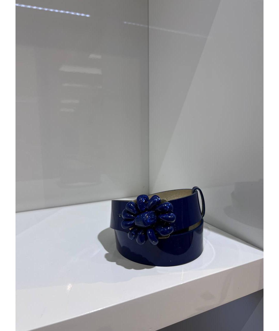 VERSACE Синий кожаный ремень, фото 4