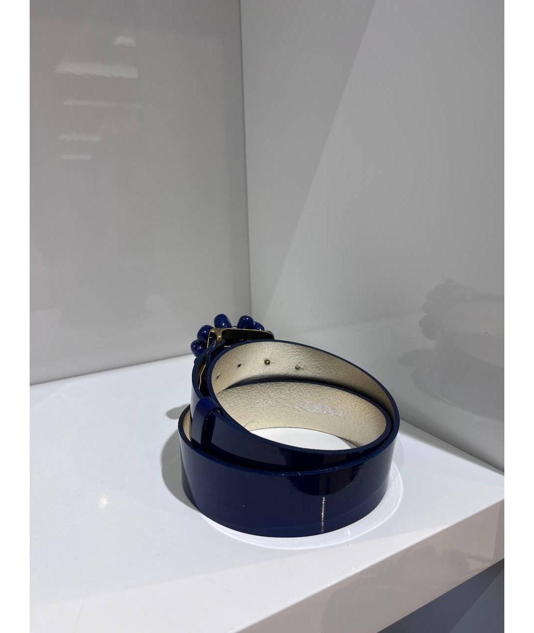 VERSACE Синий кожаный ремень, фото 3