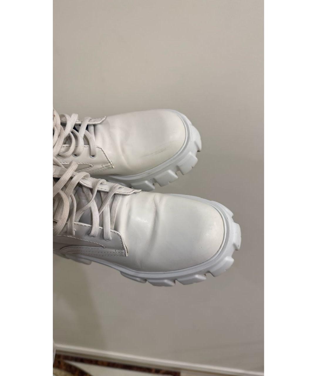 PRADA Белые кожаные ботинки, фото 6