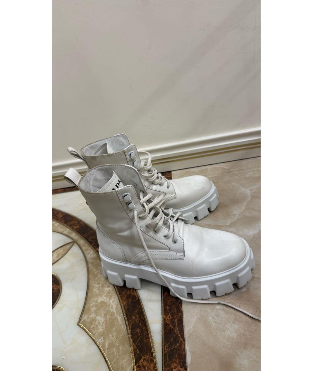 PRADA Белые кожаные ботинки, фото 3