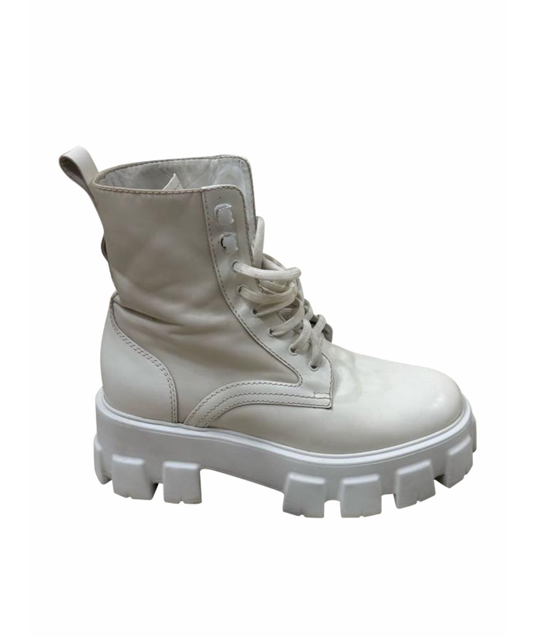 PRADA Белые кожаные ботинки, фото 1