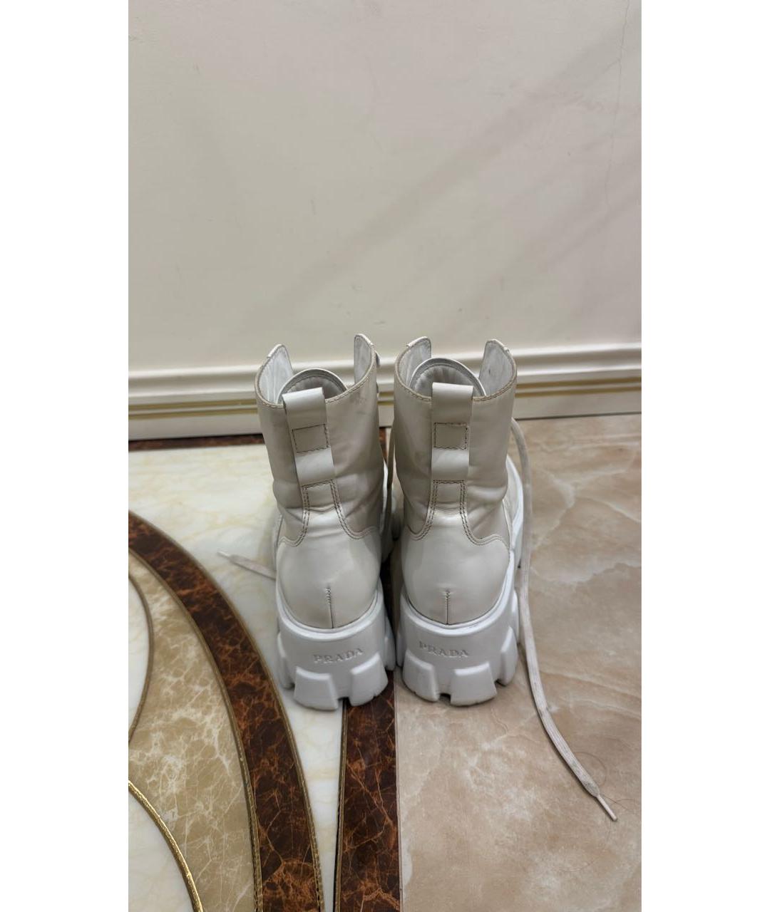 PRADA Белые кожаные ботинки, фото 2