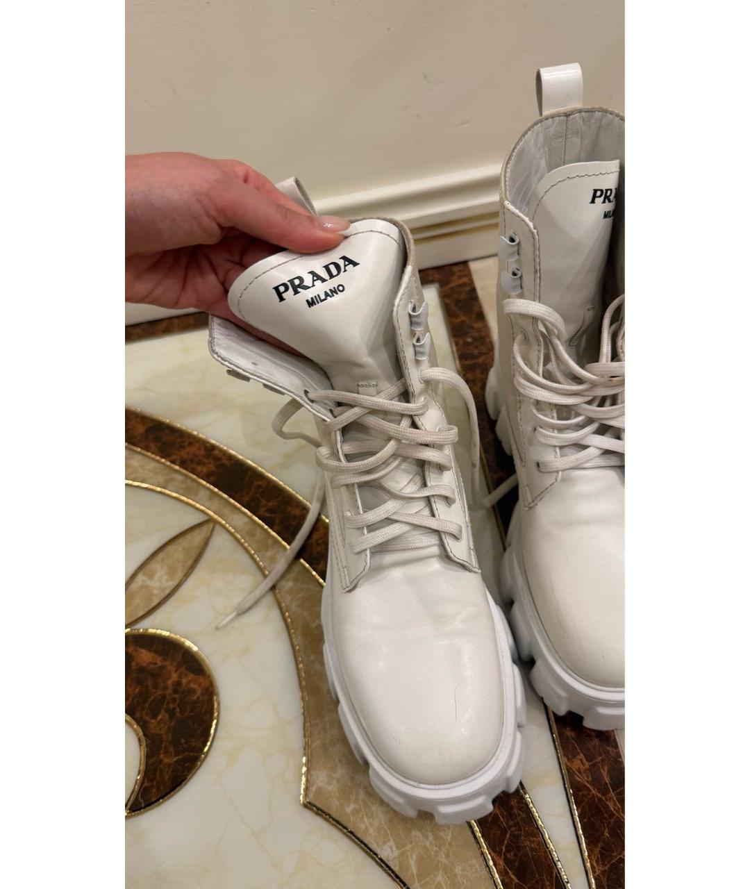 PRADA Белые кожаные ботинки, фото 5