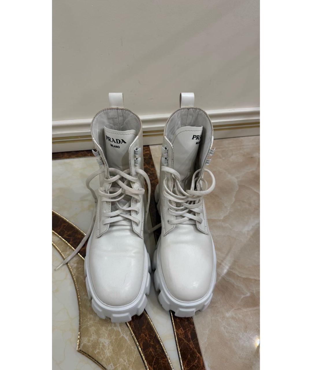 PRADA Белые кожаные ботинки, фото 4