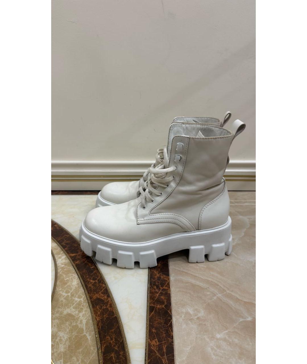 PRADA Белые кожаные ботинки, фото 9