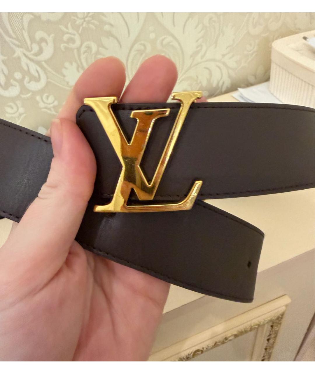 LOUIS VUITTON Коричневый кожаный ремень, фото 2