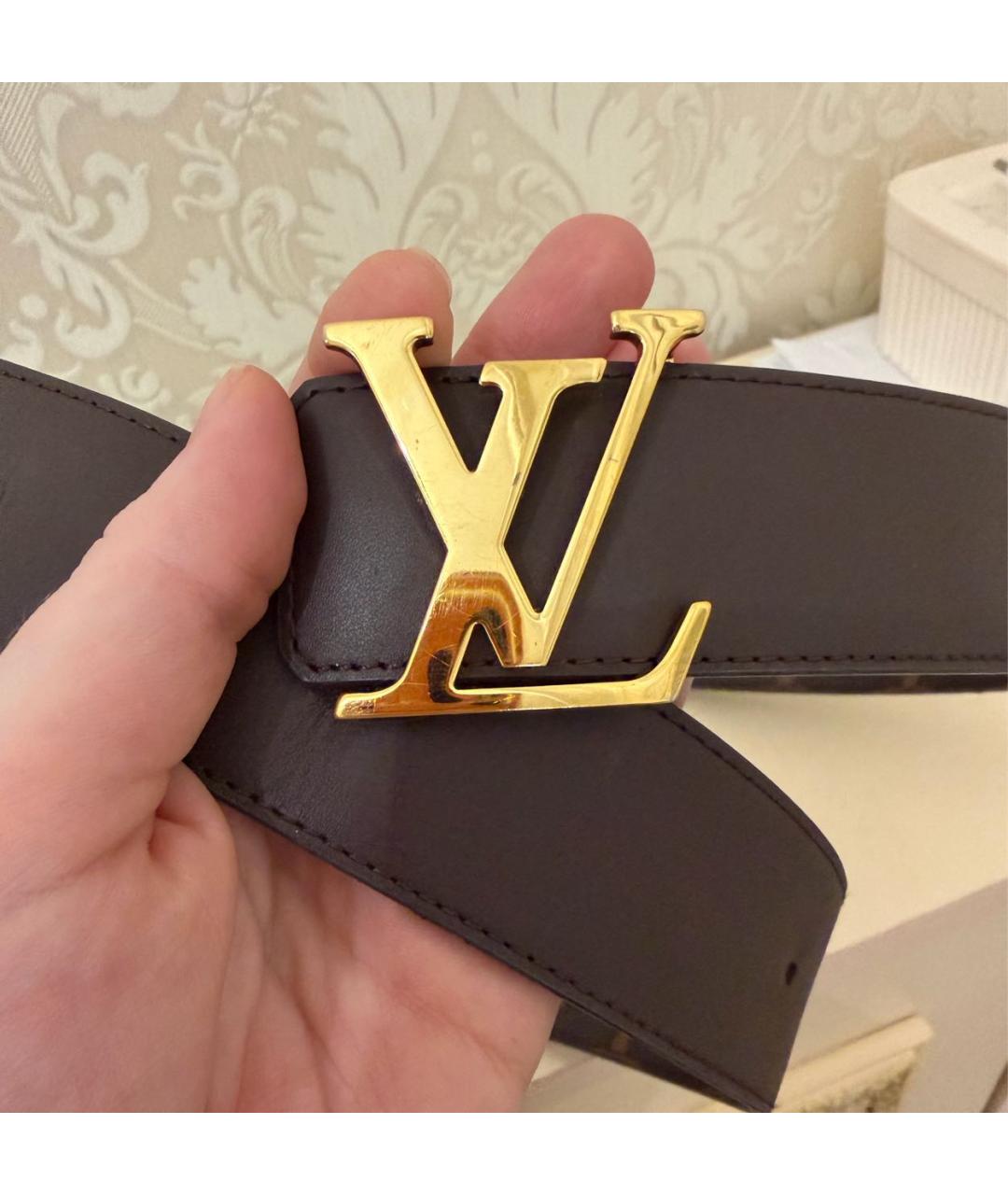 LOUIS VUITTON Коричневый кожаный ремень, фото 3