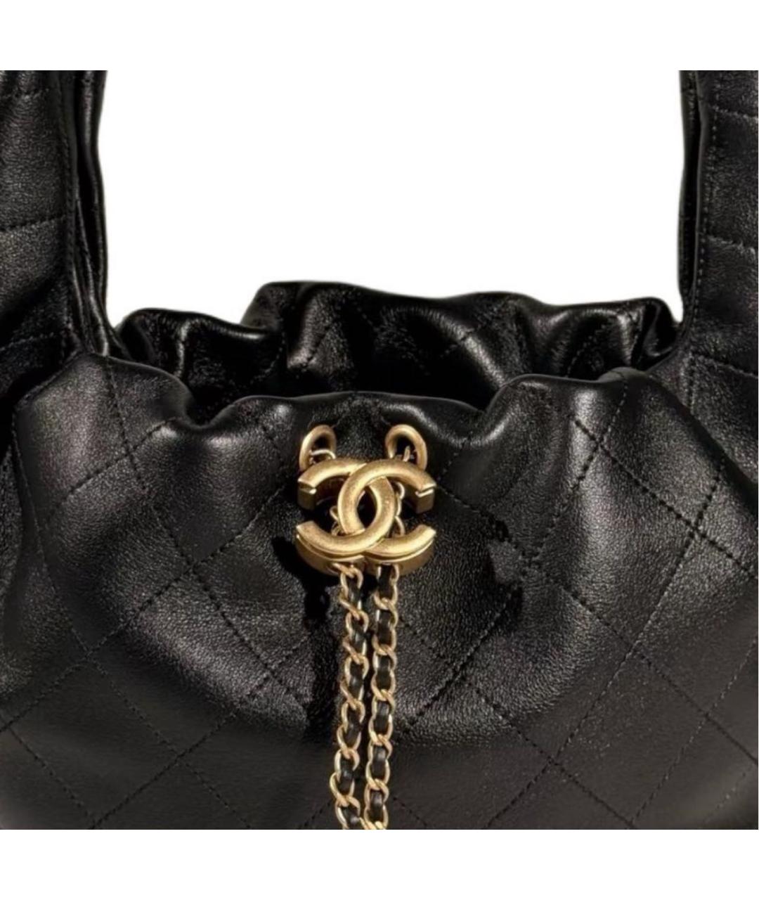 CHANEL Черная кожаная сумка с короткими ручками, фото 2