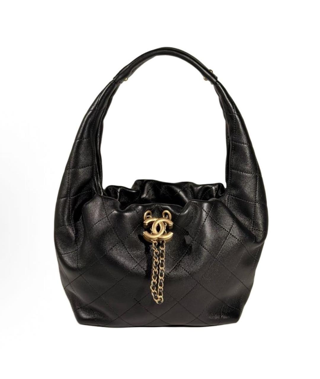 CHANEL Черная кожаная сумка с короткими ручками, фото 5