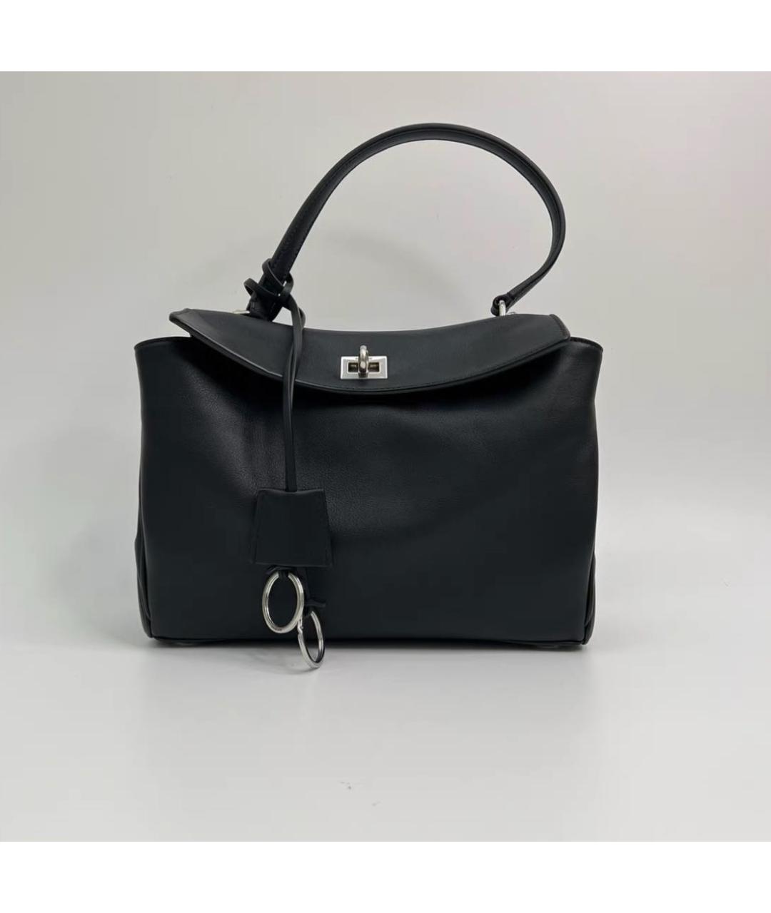 BALENCIAGA Черная кожаная сумка через плечо, фото 2