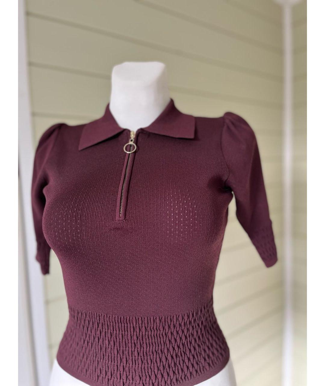 SANDRO Бордовая вискозная футболка, фото 4