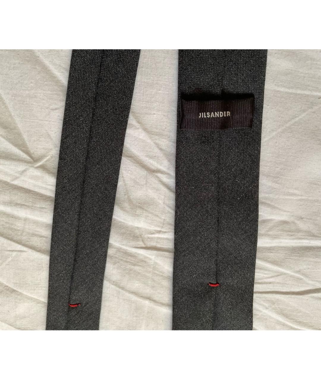 JIL SANDER Серый тканевый галстук, фото 3