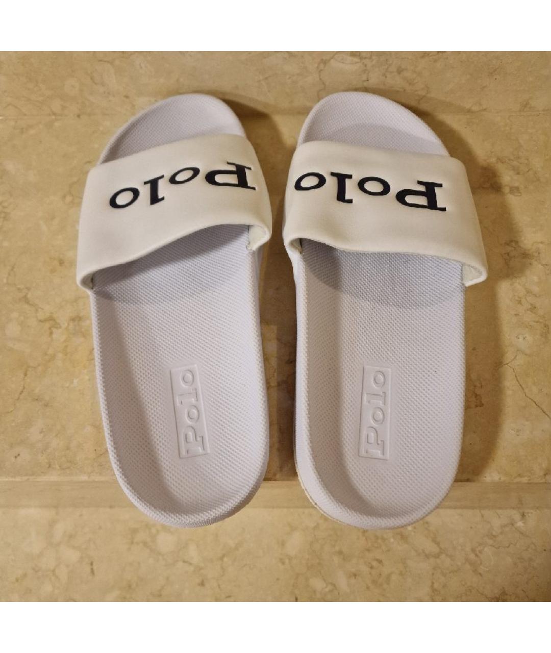 POLO RALPH LAUREN Белые резиновые шлепанцы, фото 3