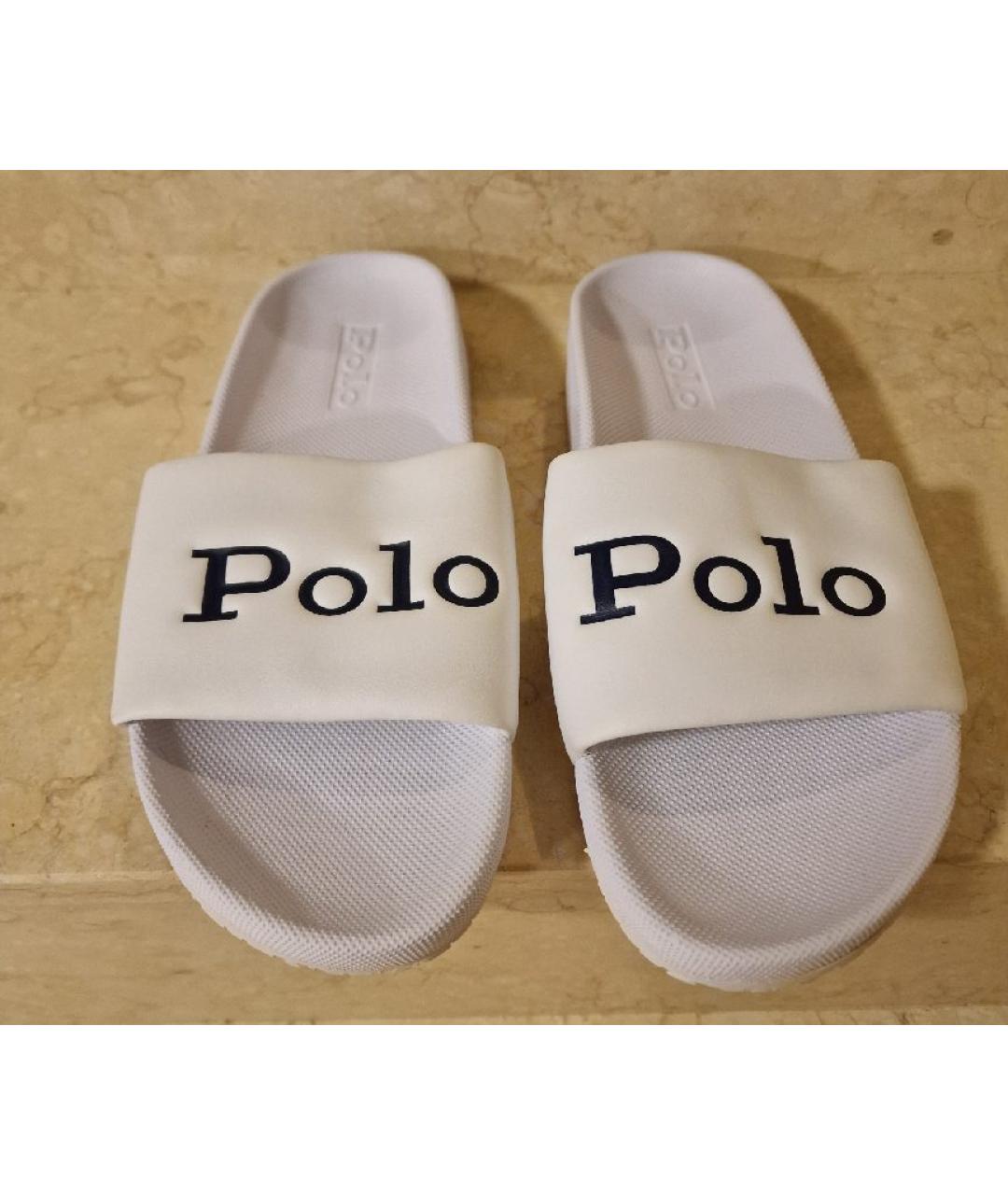 POLO RALPH LAUREN Белые резиновые шлепанцы, фото 2