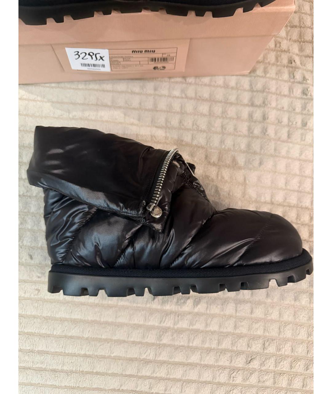 MIU MIU Черные синтетические ботинки, фото 7