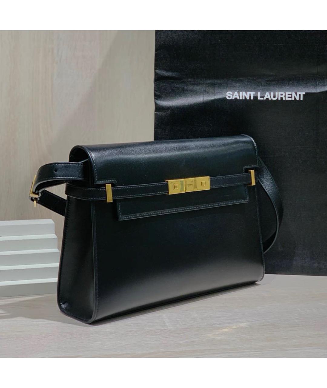 SAINT LAURENT Черная кожаная сумка через плечо, фото 2