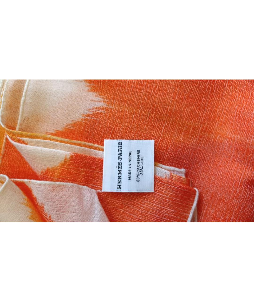 HERMES Оранжевый кашемировый платок, фото 2