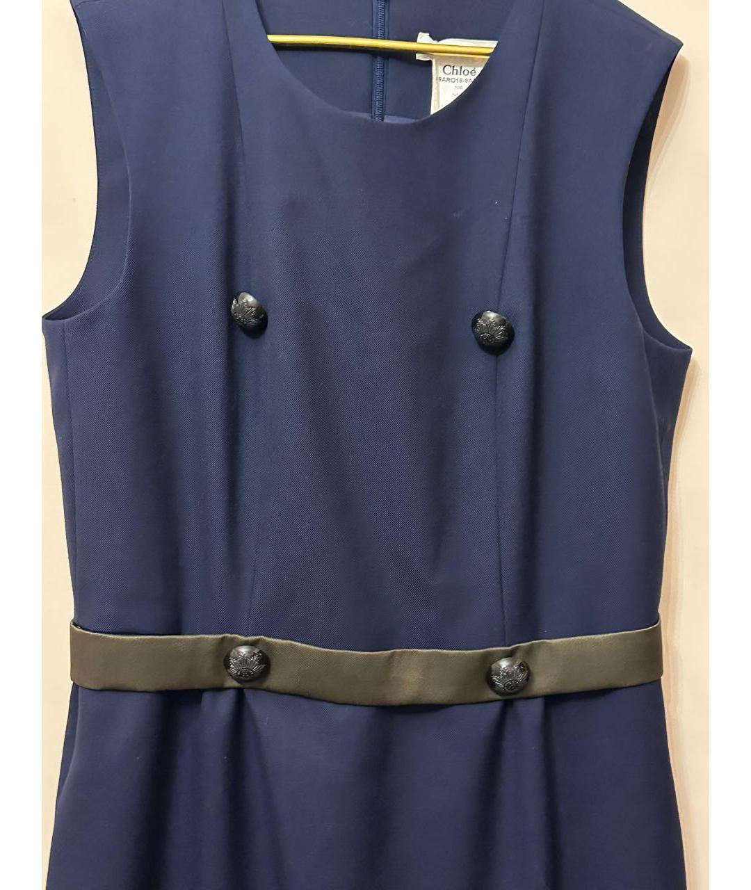 CHLOE Темно-синее шерстяное вечернее платье, фото 3