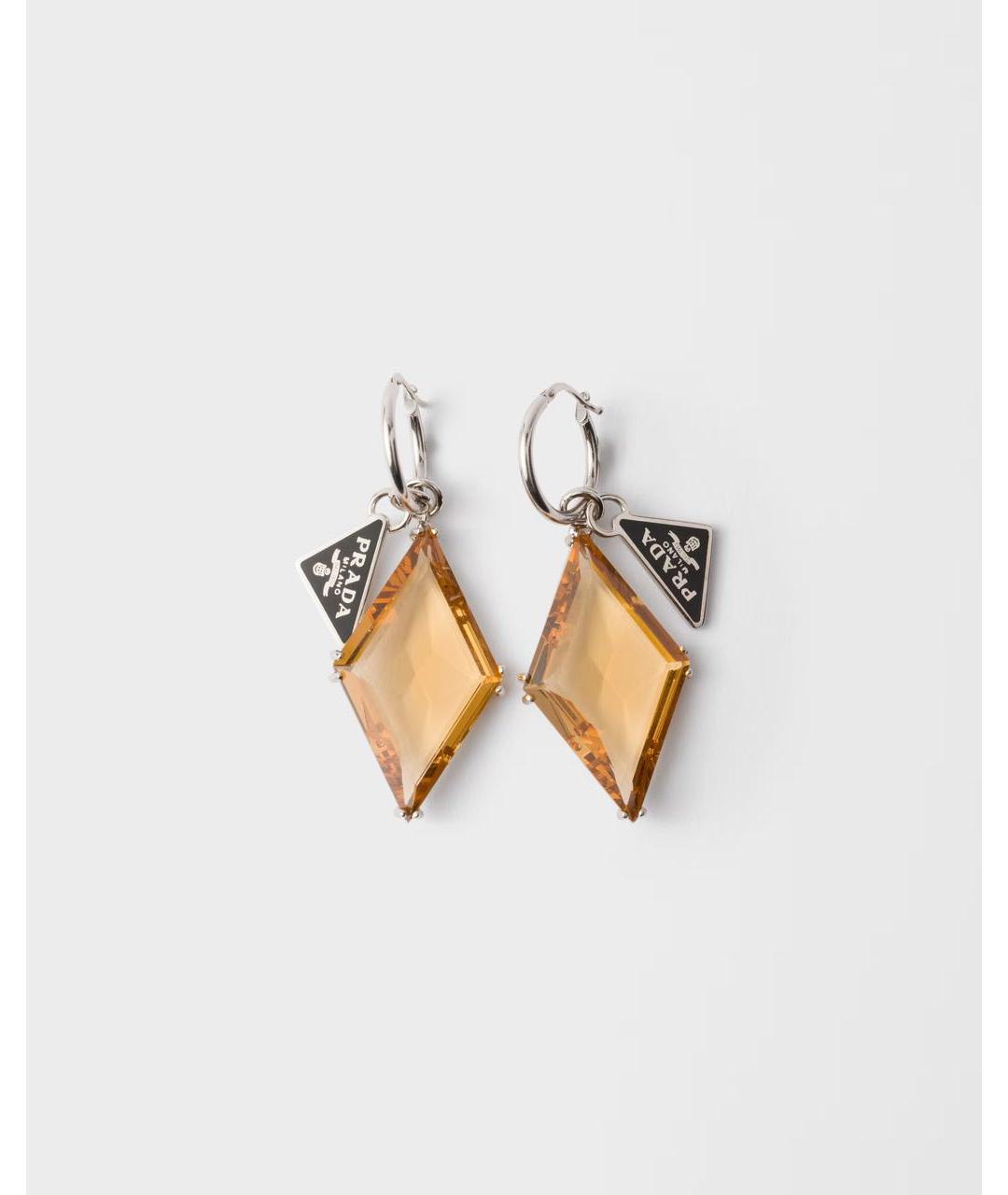 PRADA Желтые металлические серьги, фото 4