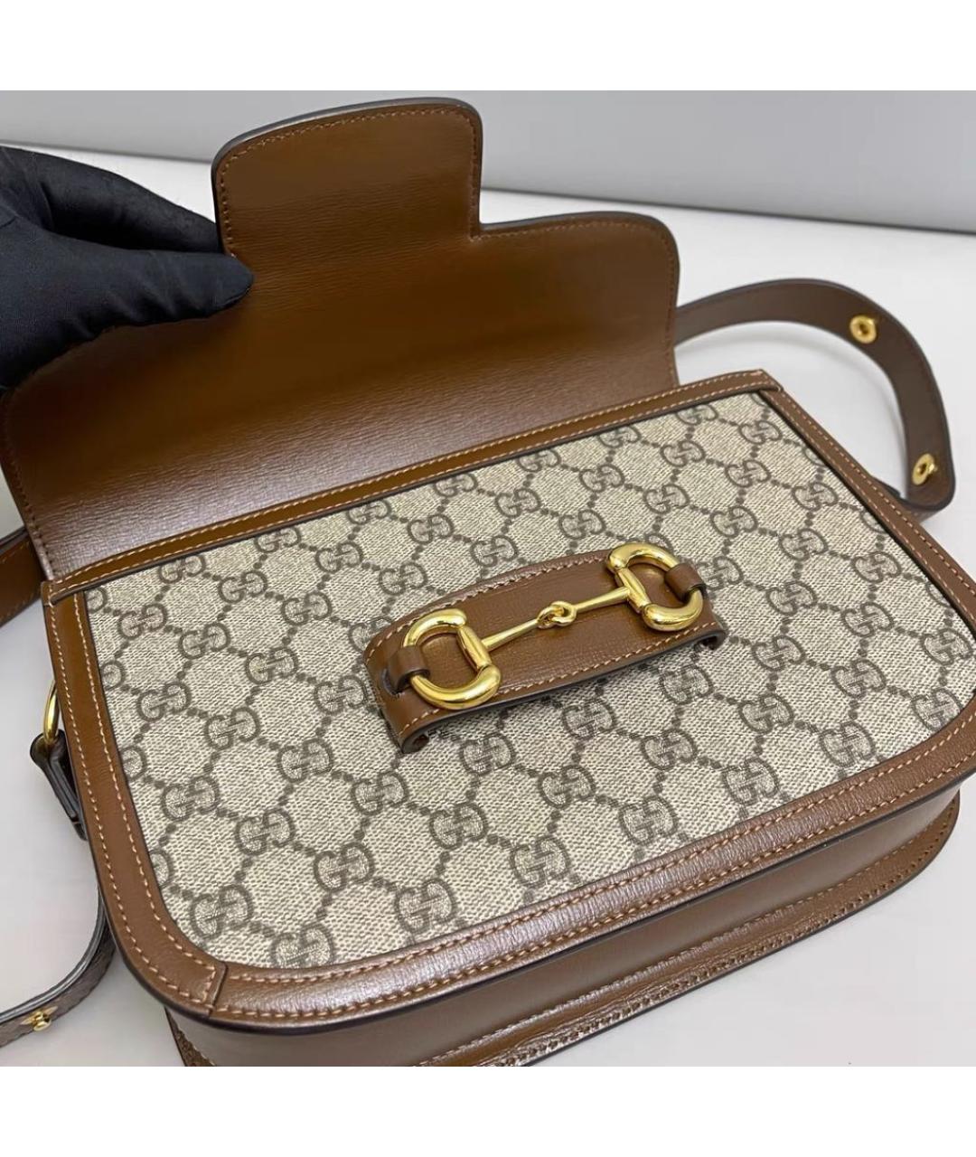 GUCCI Бежевая кожаная сумка через плечо, фото 4