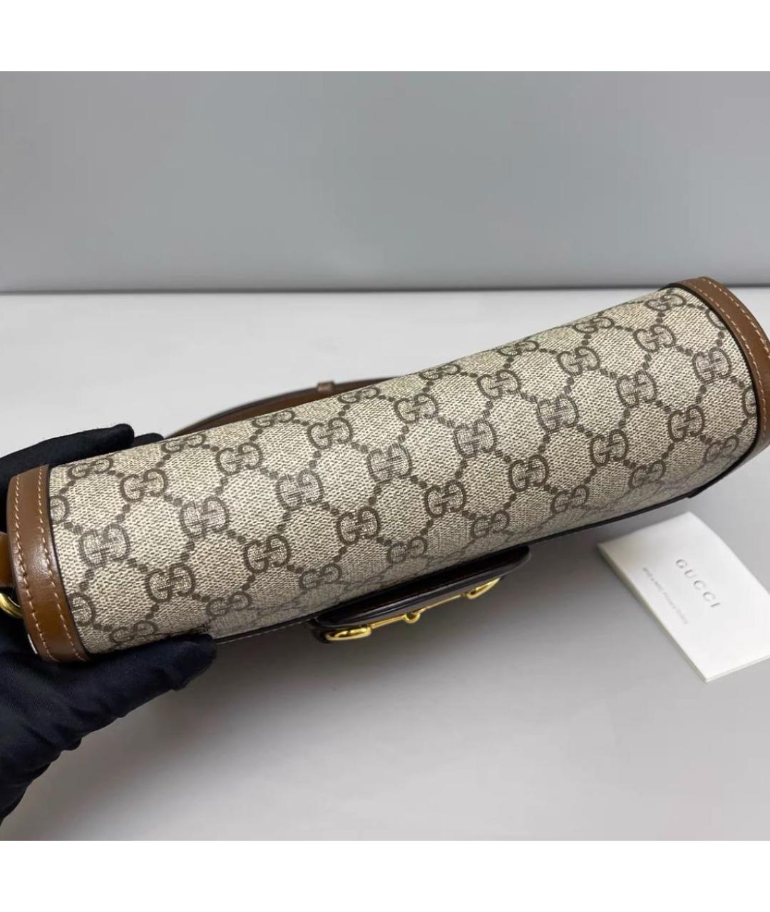 GUCCI Бежевая кожаная сумка через плечо, фото 5