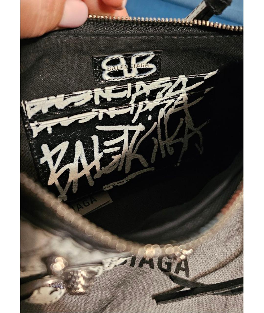 BALENCIAGA Черная кожаная сумка через плечо, фото 4