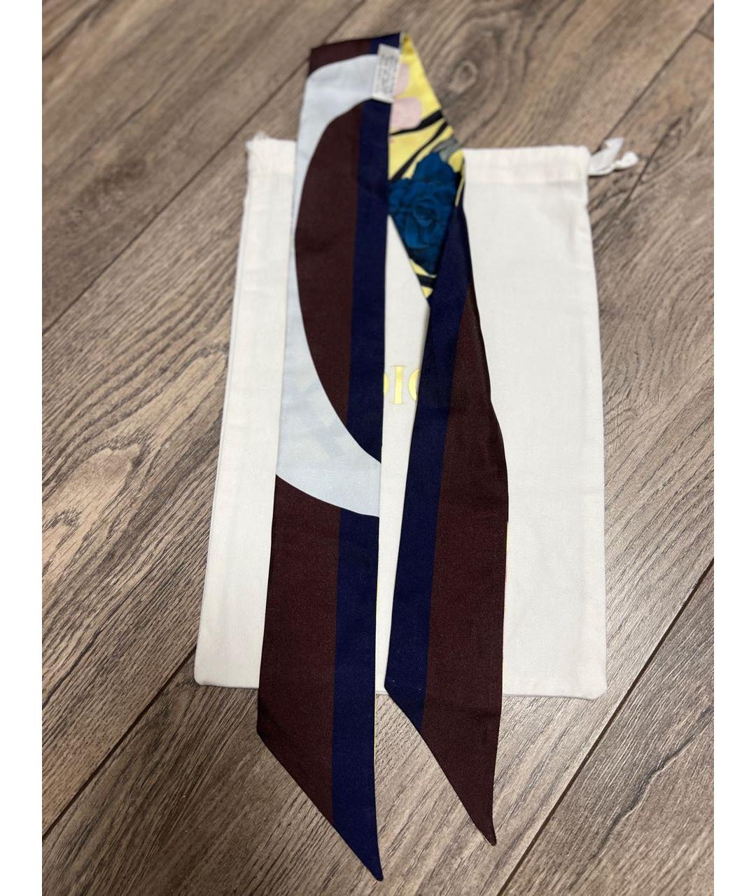 CHRISTIAN DIOR Желтый шелковый шарф, фото 5