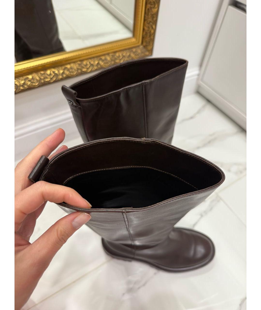 WEEKEND MAX MARA Коричневые кожаные сапоги, фото 6