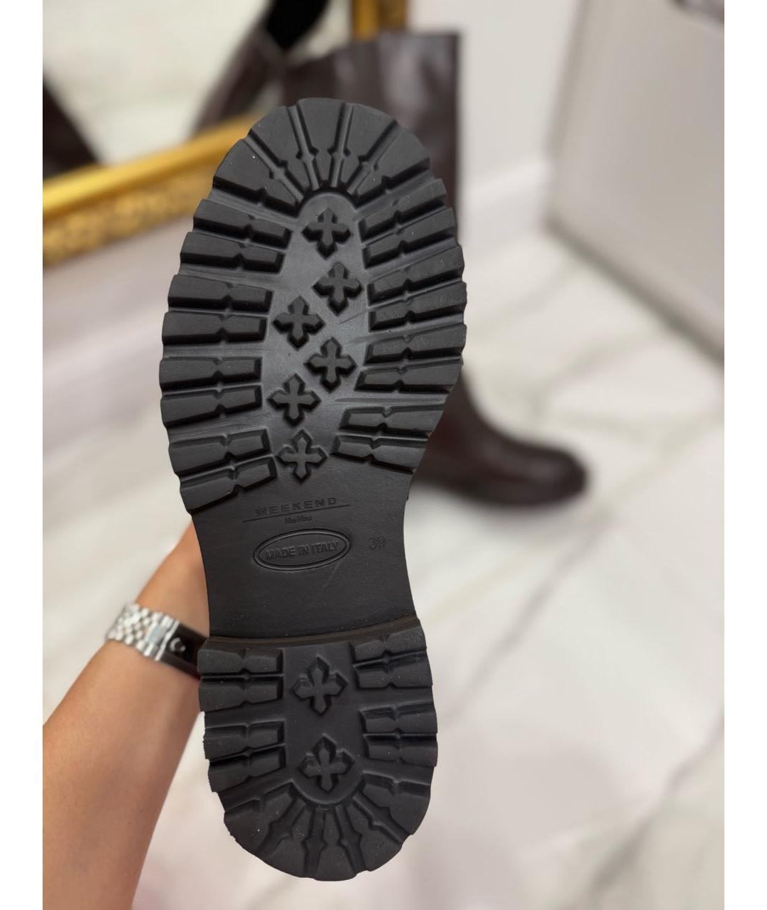 WEEKEND MAX MARA Коричневые кожаные сапоги, фото 5