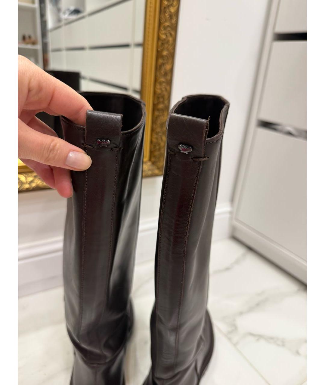 WEEKEND MAX MARA Коричневые кожаные сапоги, фото 7