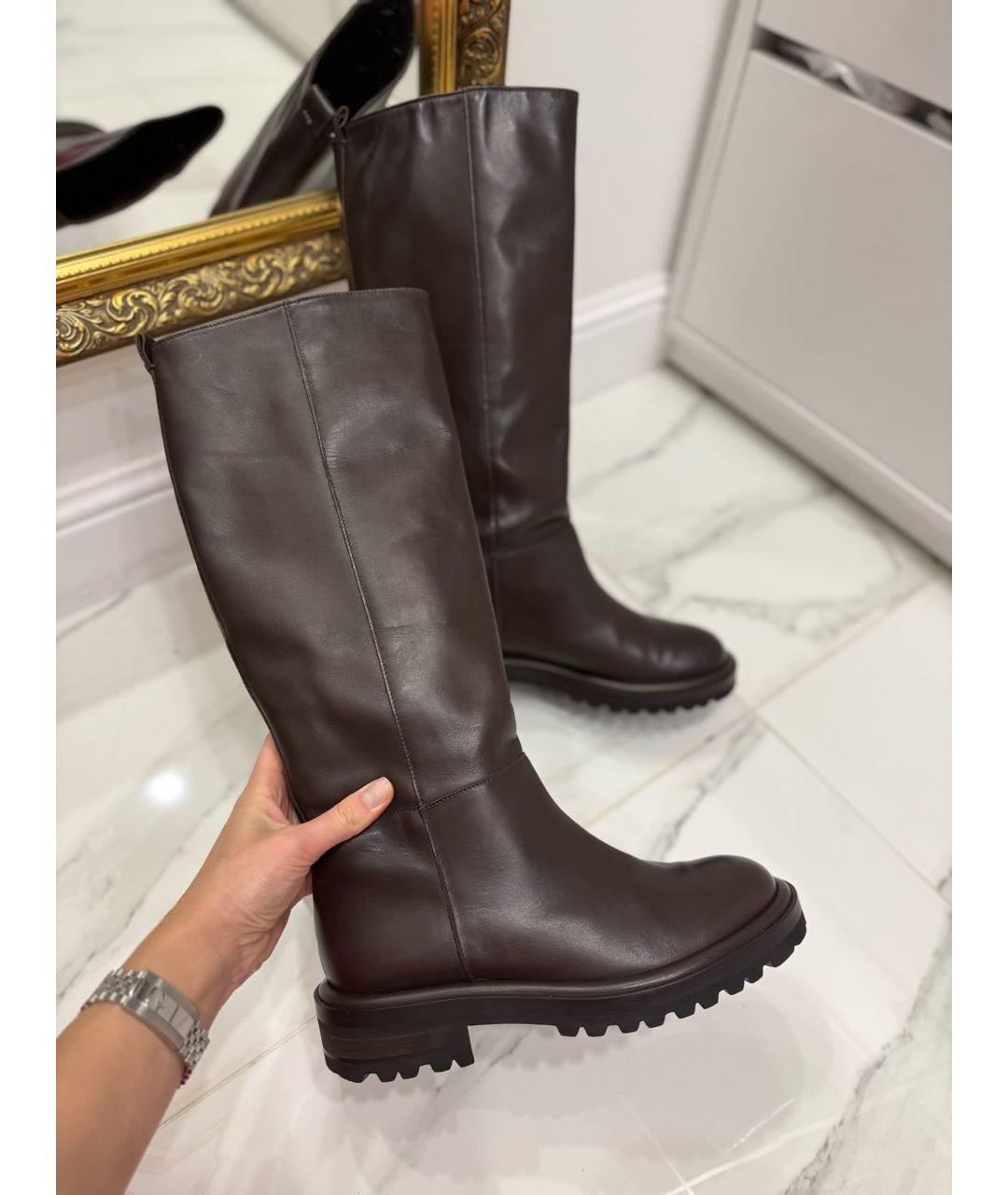 WEEKEND MAX MARA Коричневые кожаные сапоги, фото 4