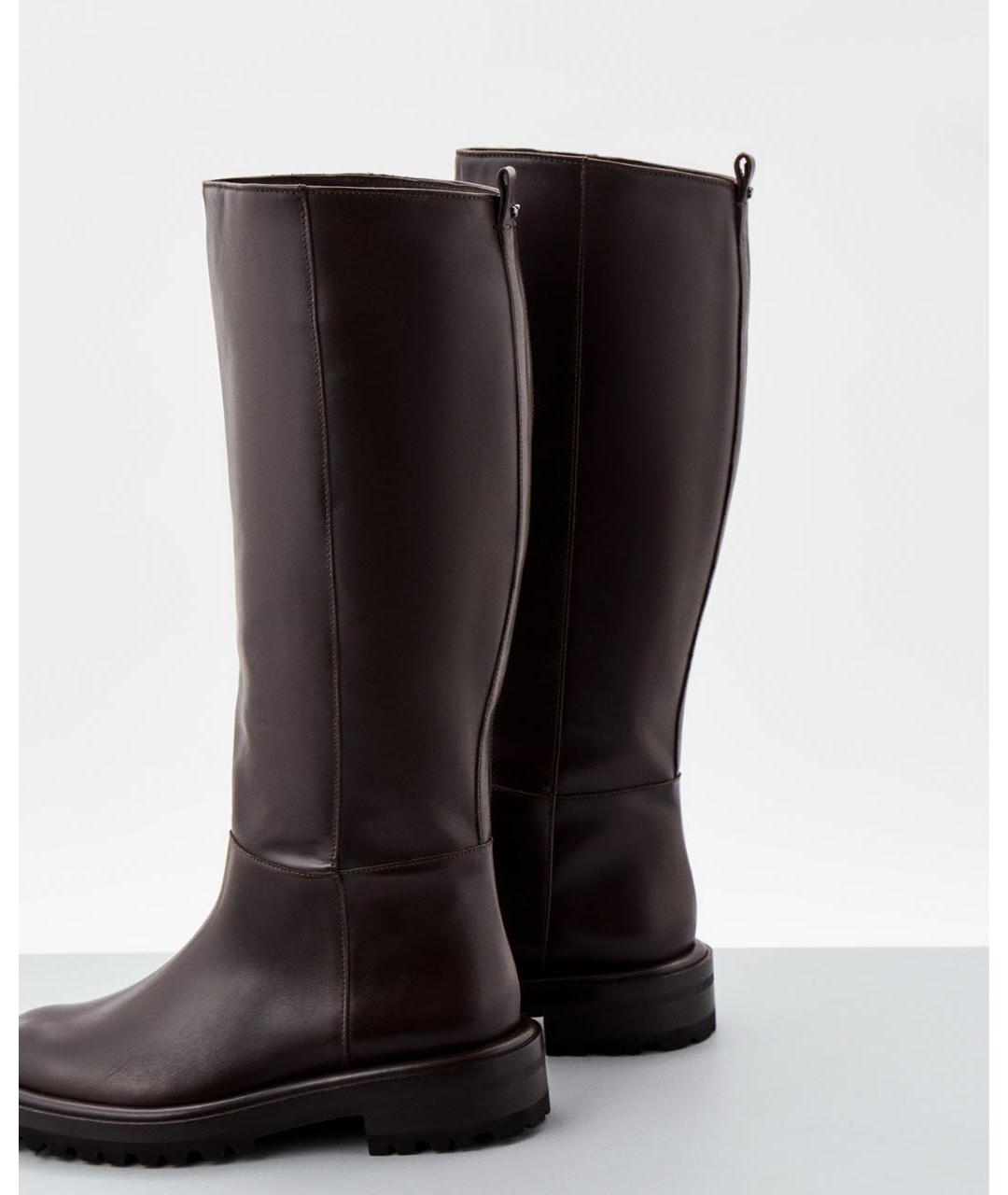 WEEKEND MAX MARA Коричневые кожаные сапоги, фото 3
