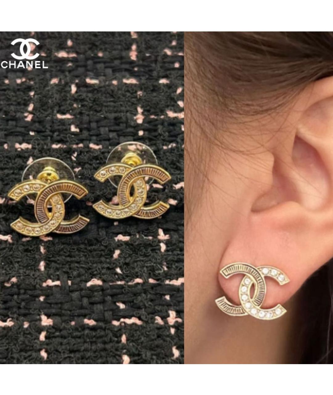CHANEL Золотые металлические серьги, фото 3