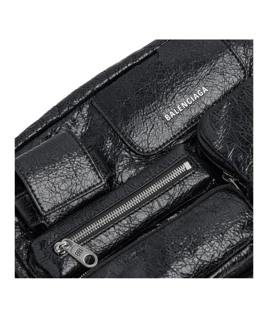 BALENCIAGA Черная кожаная сумка на плечо, фото 6