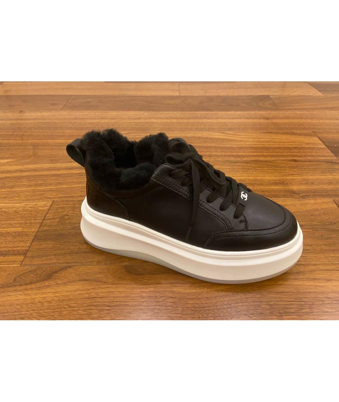 CHANEL Черные кожаные кроссовки, фото 8