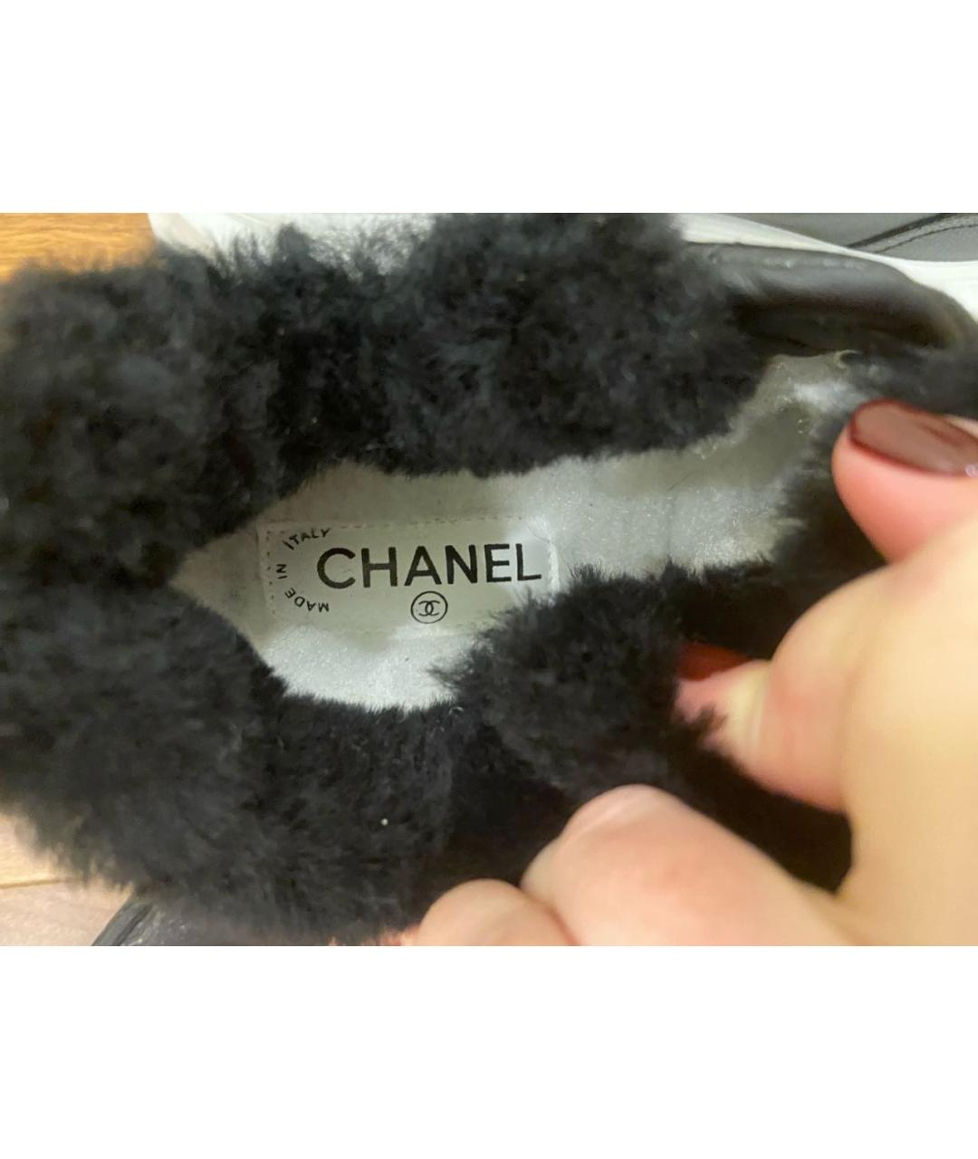 CHANEL Черные кожаные кроссовки, фото 4