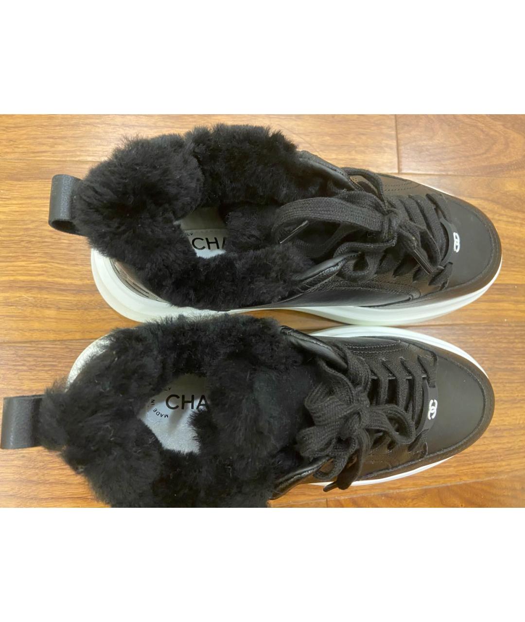 CHANEL Черные кожаные кроссовки, фото 5