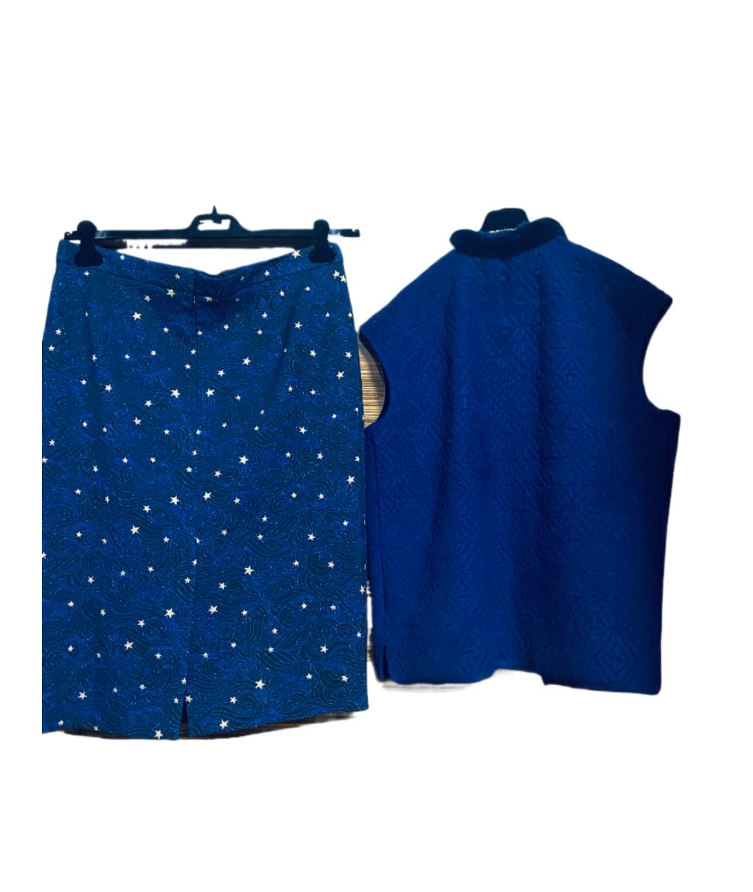 ESCADA Синий шерстяной костюм с юбками, фото 2