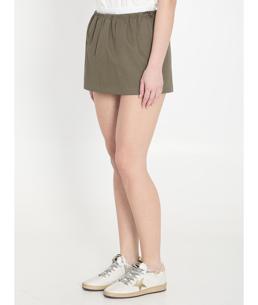 ALEXANDER WANG Зеленая хлопковая юбка мини, фото 3