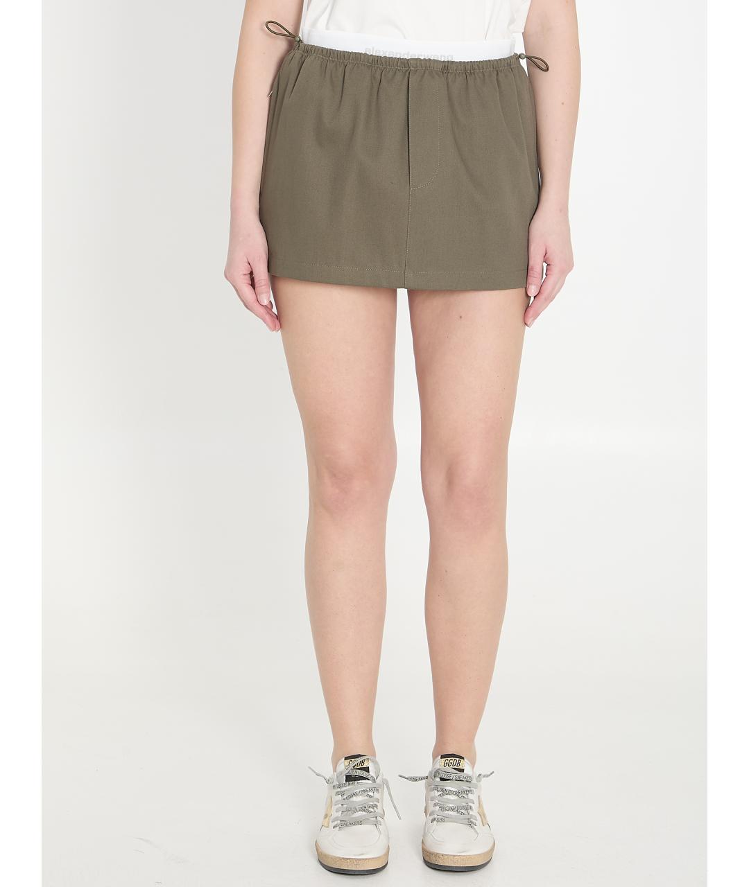 ALEXANDER WANG Зеленая хлопковая юбка мини, фото 2