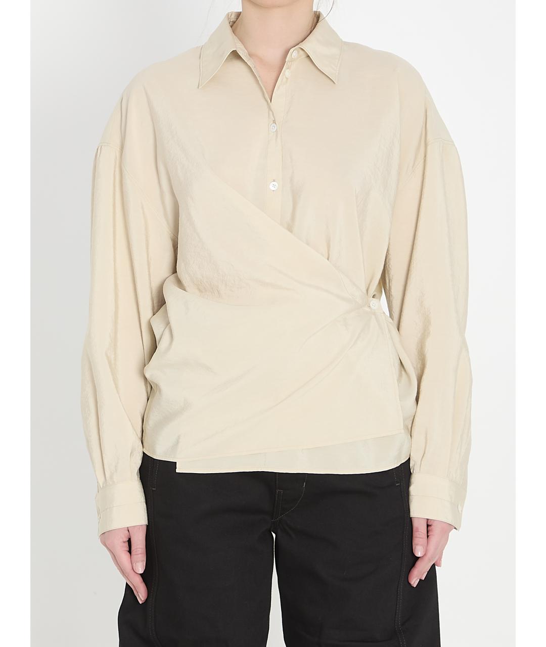 LEMAIRE Бежевая шелковая рубашка, фото 5