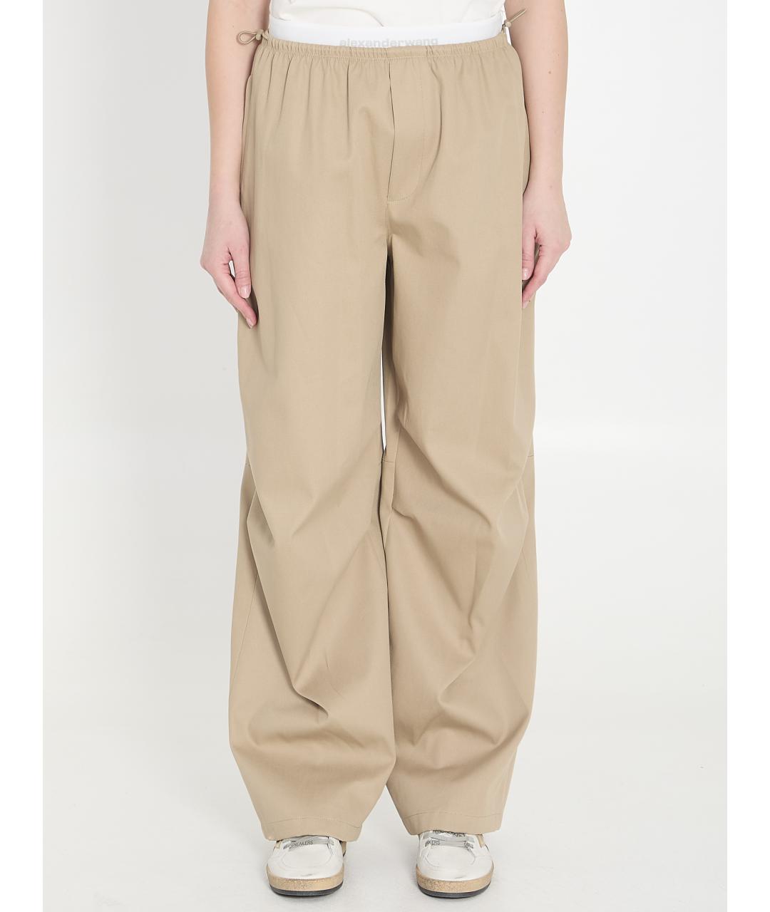 ALEXANDER WANG Бежевые хлопковые прямые брюки, фото 2