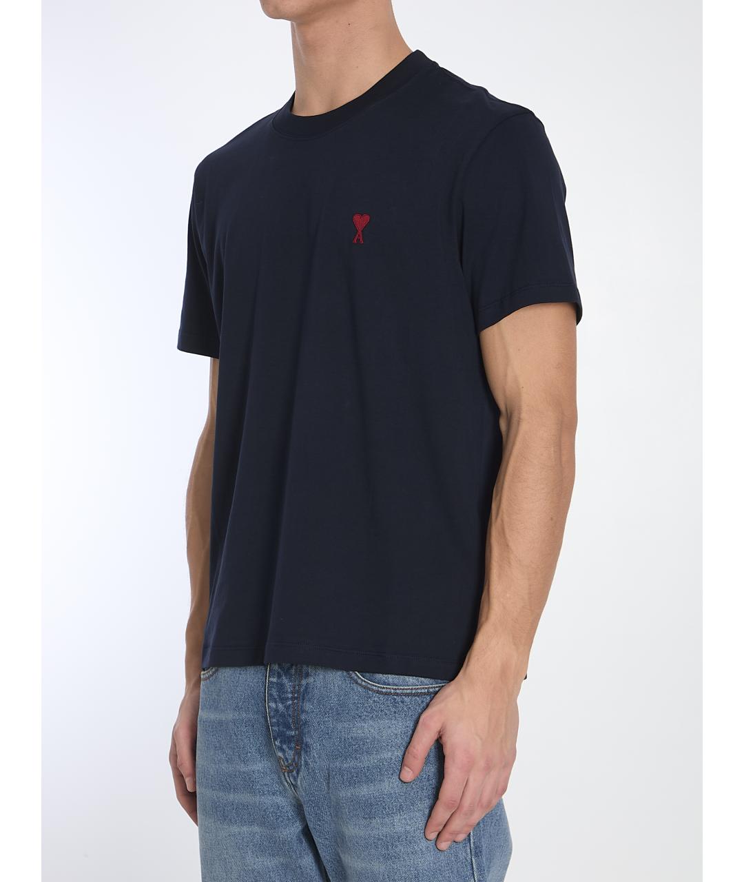 Ami Paris Синяя хлопковая футболка, фото 3