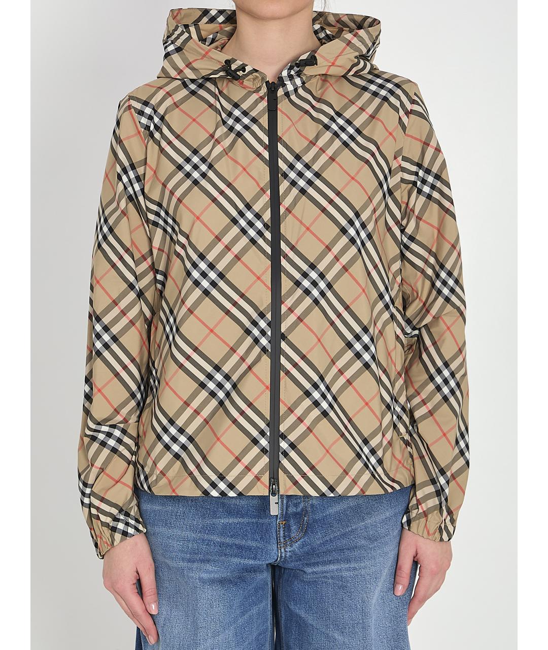 BURBERRY Бежевая полиэстеровая куртка, фото 2