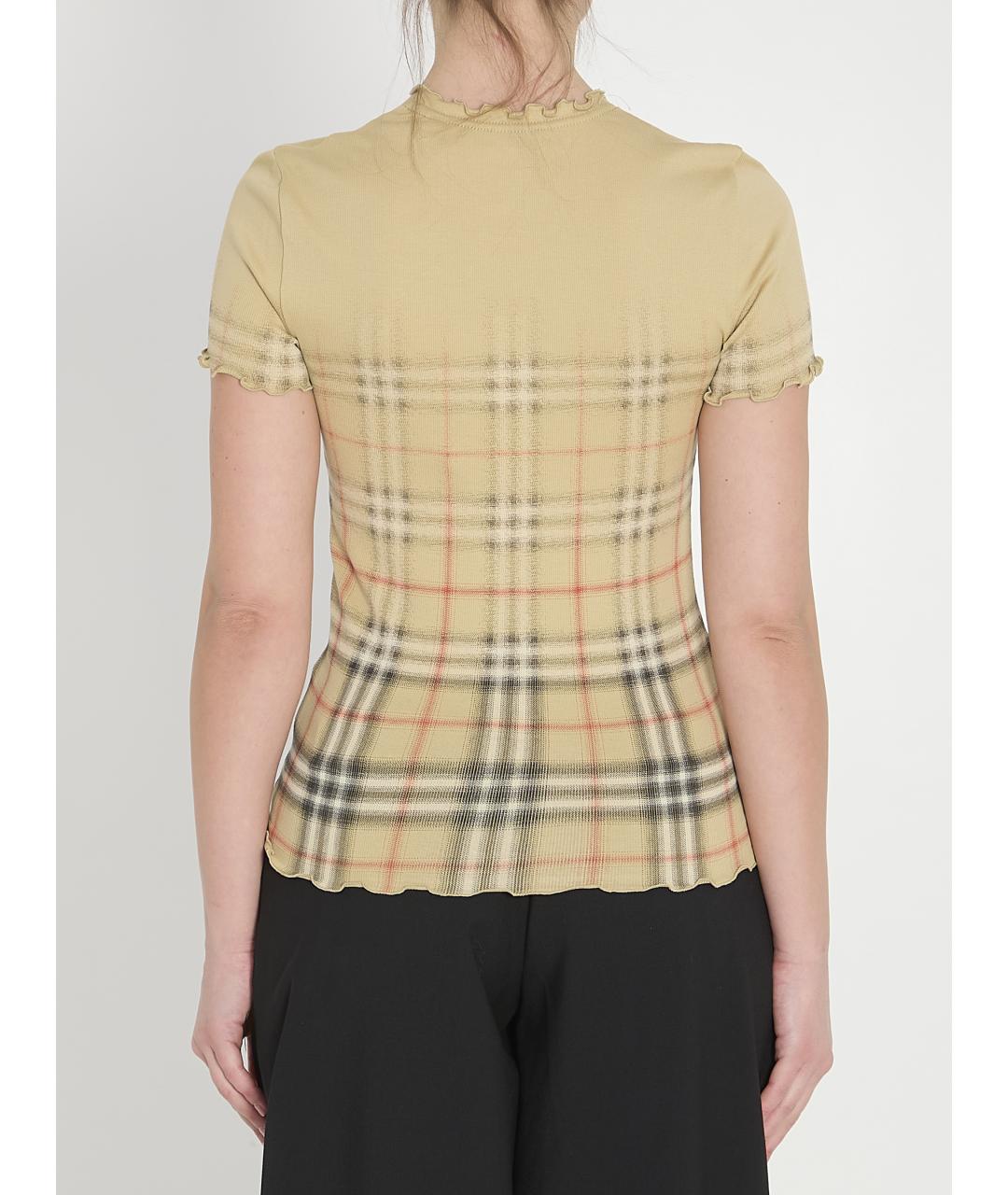 BURBERRY Бежевая хлопковая футболка, фото 5