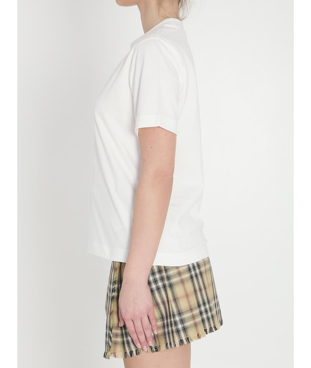 BURBERRY Белая хлопковая футболка, фото 4