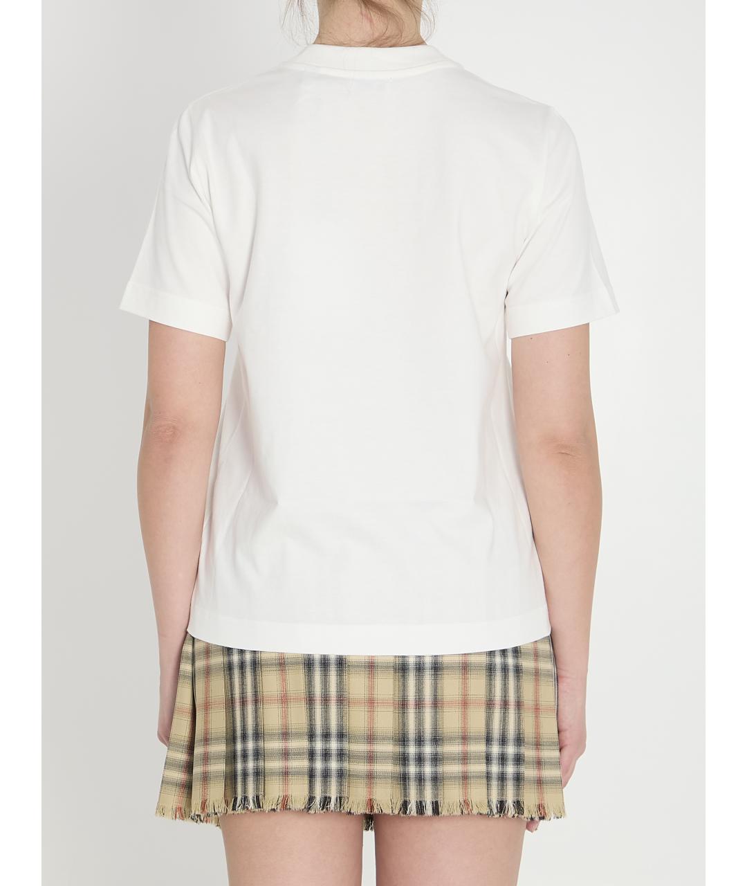 BURBERRY Белая хлопковая футболка, фото 5