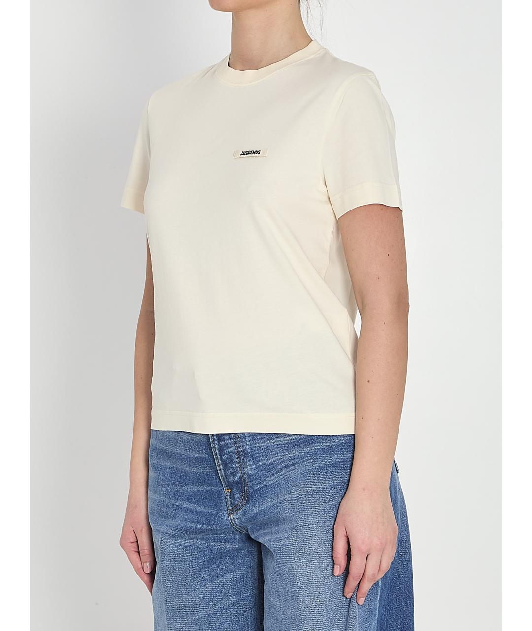 JACQUEMUS Бежевая хлопковая футболка, фото 2