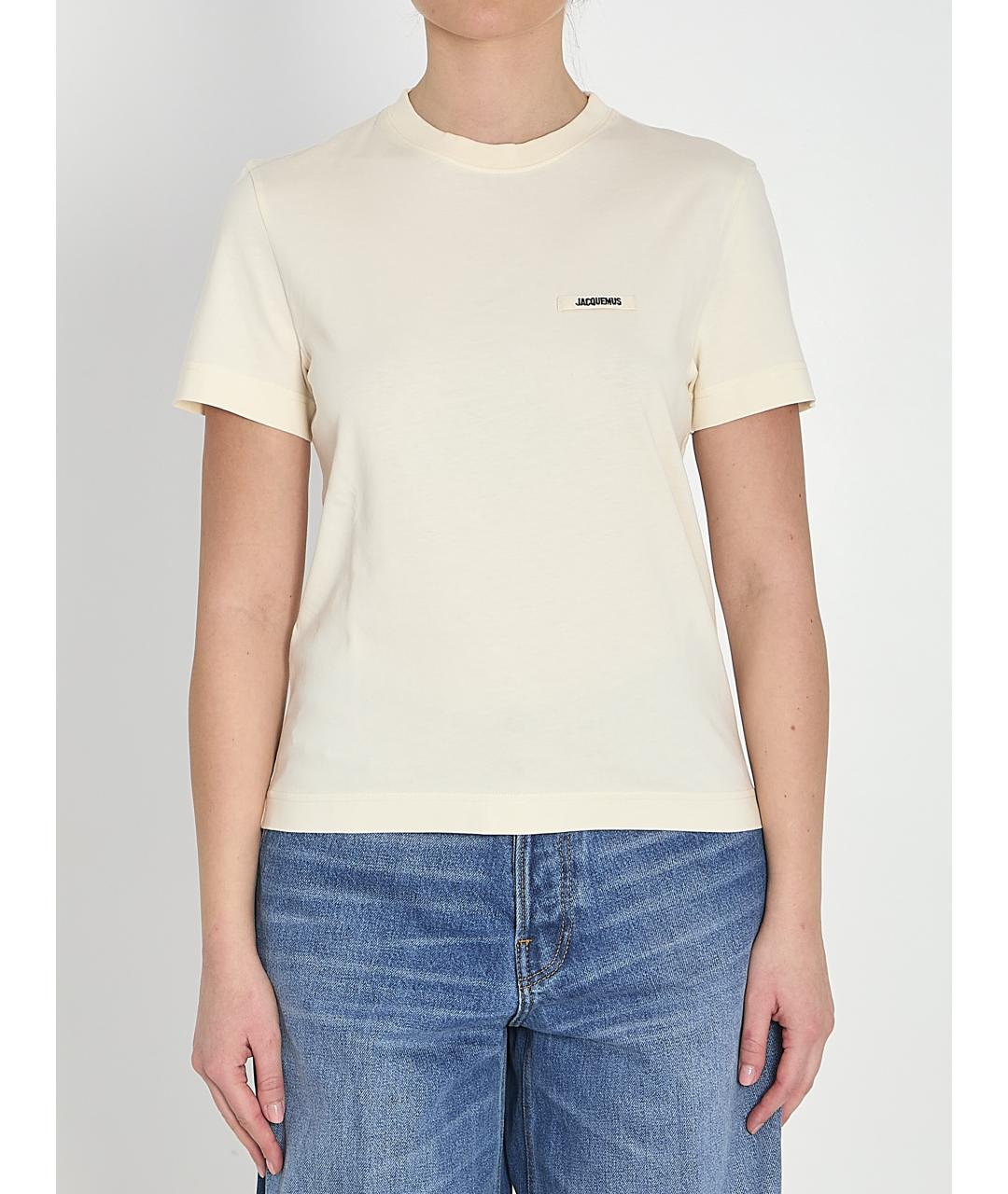 JACQUEMUS Бежевая хлопковая футболка, фото 5