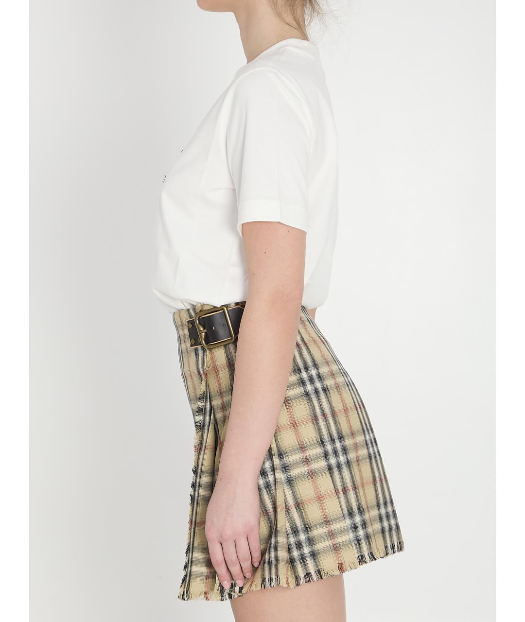 BURBERRY Белая хлопковая футболка, фото 4